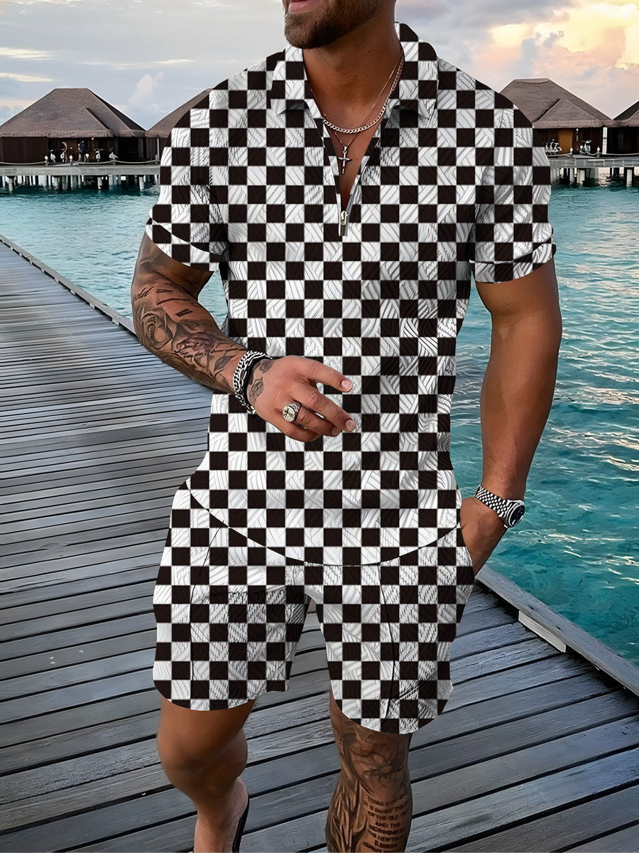 Casual Short Sleeve Shirt and Pants Set