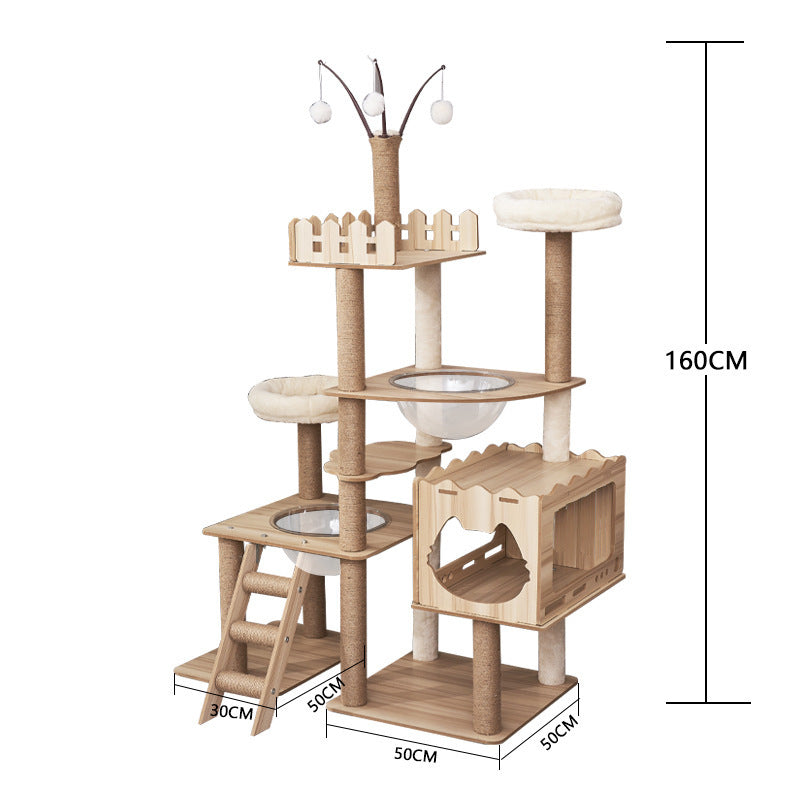 Torre para gatos con postes rascadores y cama