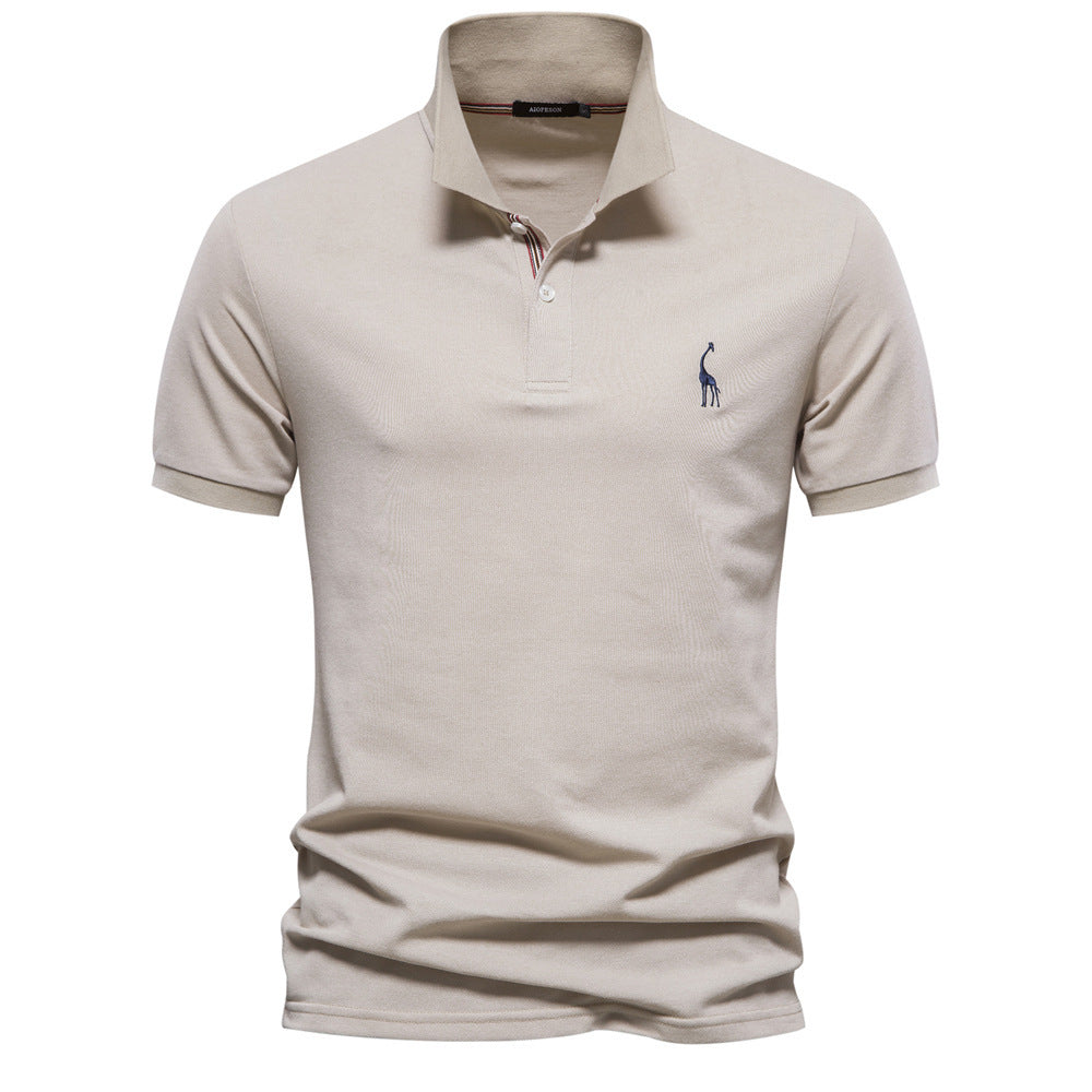 Camiseta básica de algodón con estampado de ciervo de color sólido para hombre