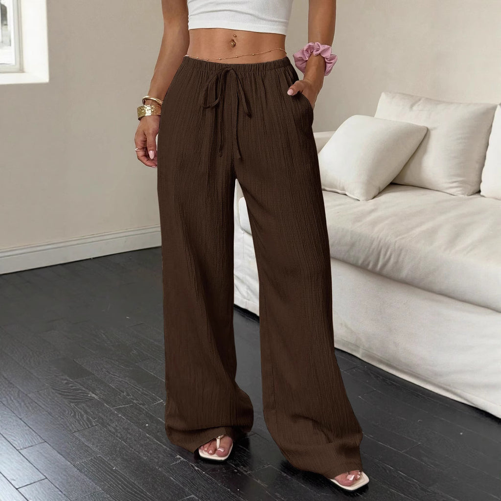 Pantalones casuales para mujer con bolsillos diagonales