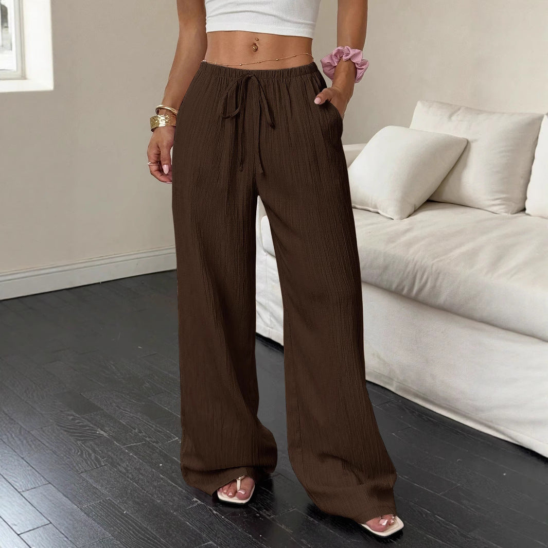 Pantalones casuales para mujer con bolsillos diagonales