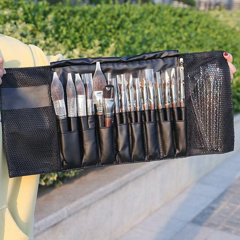 Bolsa de brochas de maquillaje plegable de gran capacidad