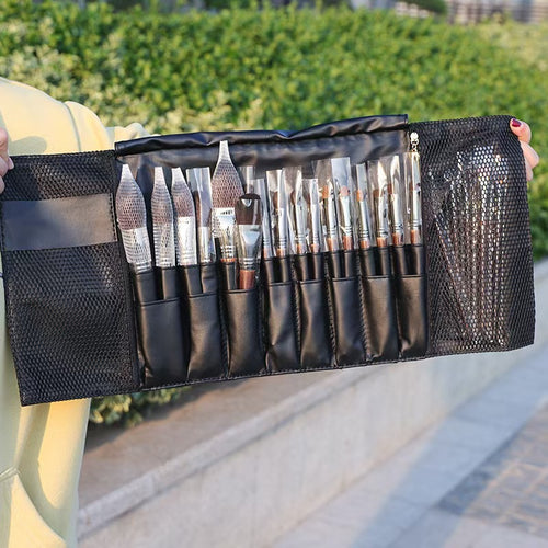 Bolsa de brochas de maquillaje plegable de gran capacidad