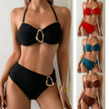 Traje de baño de bikini de color sólido para mujer