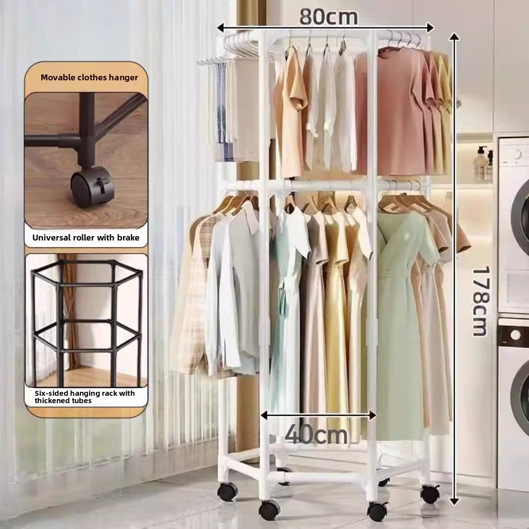 Rotating Hexagonal Clothes Drying Rack with Wheels