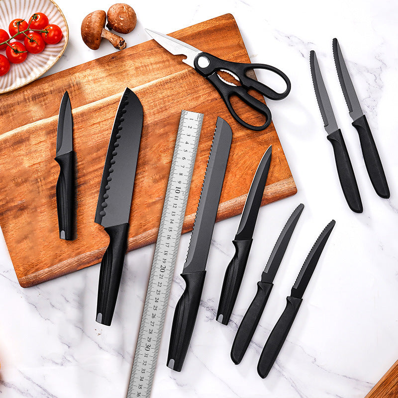 Juego de cuchillos de cocina de acero inoxidable con mango de PP