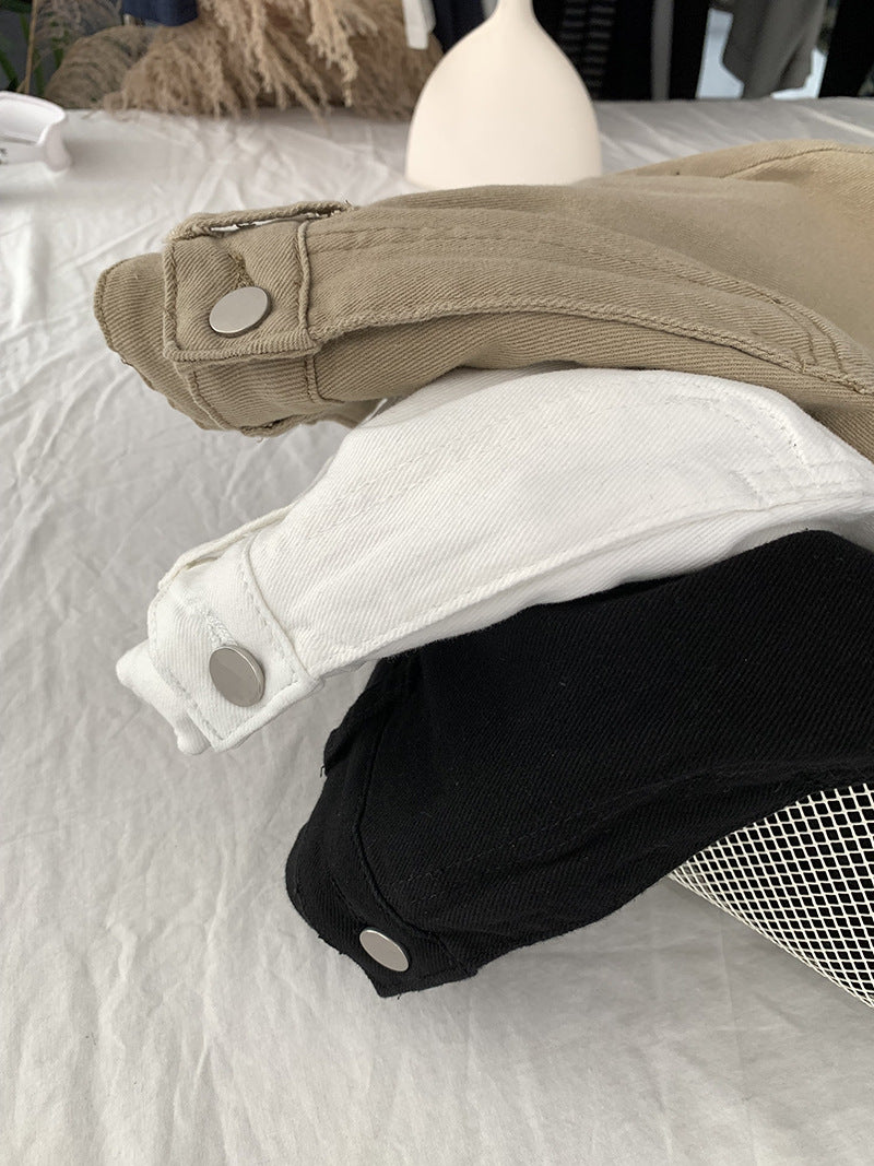 Pantalones cortos de pierna ancha de cintura alta de mezclilla de cintura alta para mujer