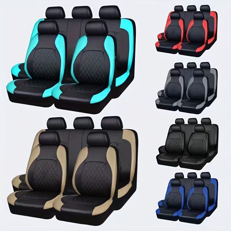 Juego de fundas de asiento de coche de cuero acolchado universal