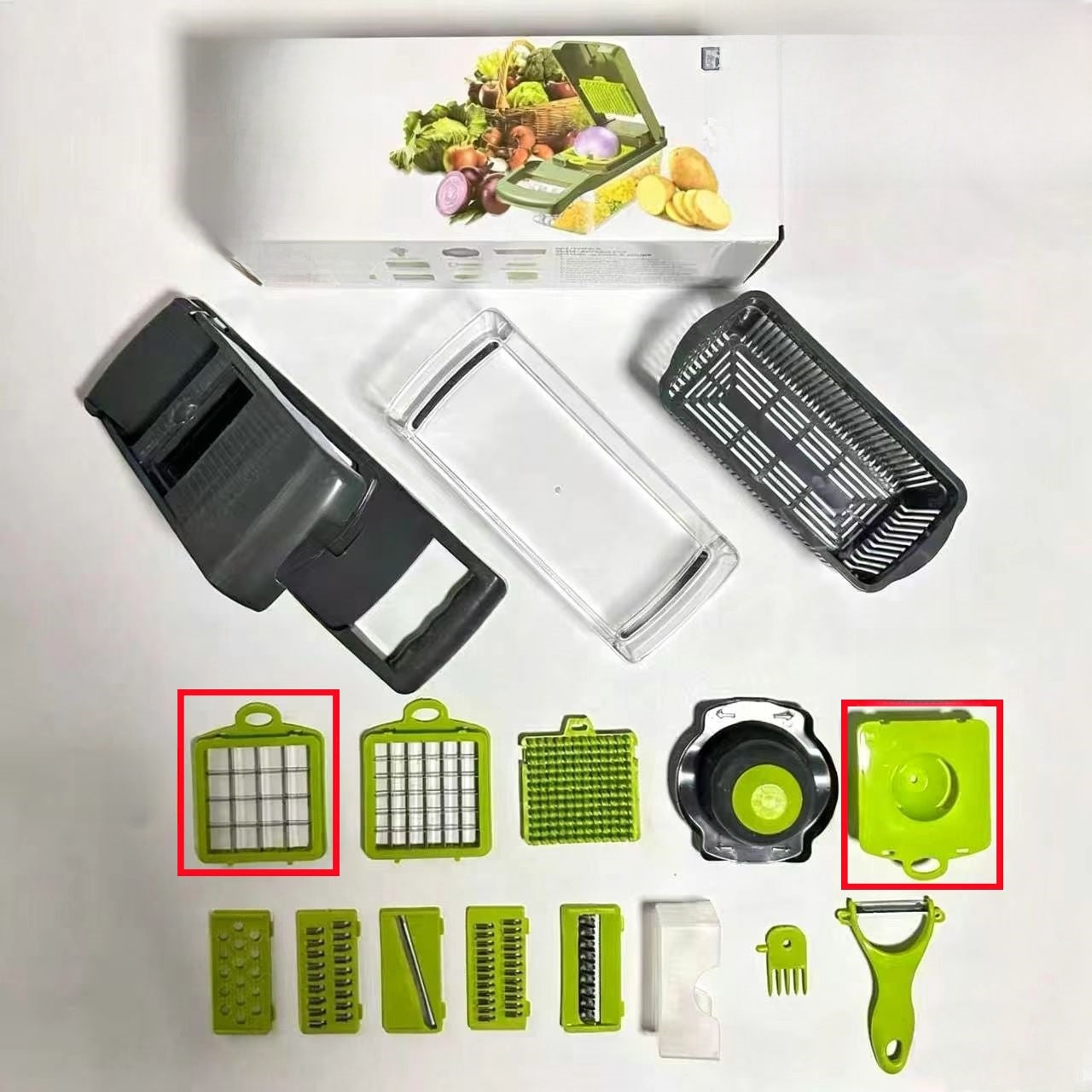 Nuevo cortador de verduras multifuncional transfronterizo Pelar, triturar, cortar en cubitos y cortar el juego de artefactos de cocina Rallador