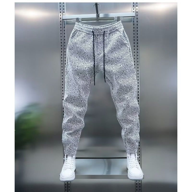 Pantalones casuales de corte holgado a rayas