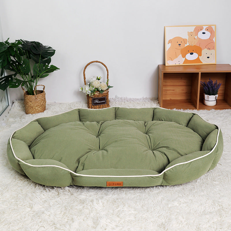 Cama ovalada de gamuza para perros