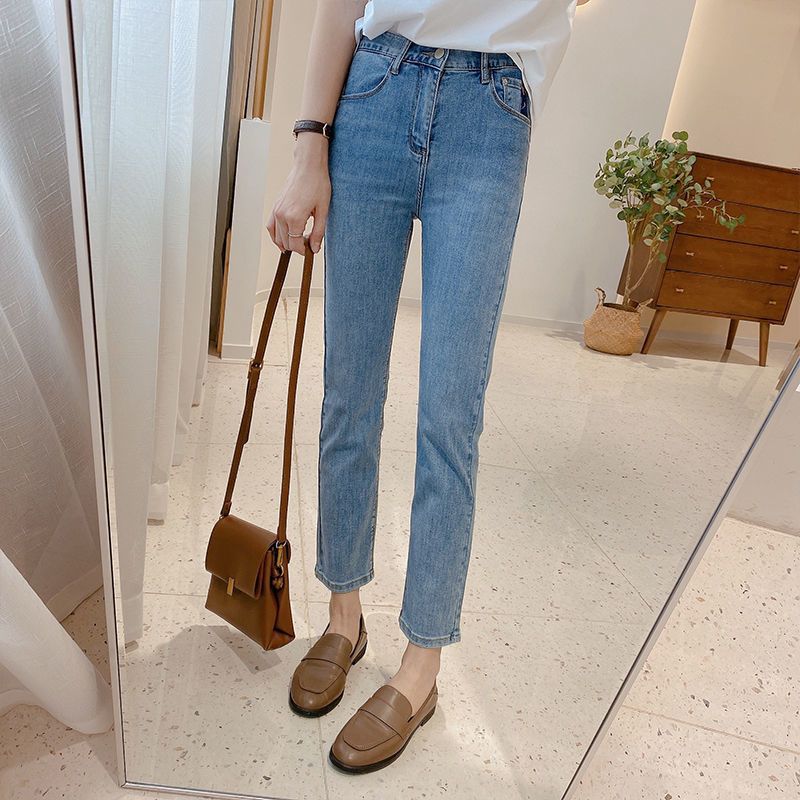Pantalones de algodón de pierna recta de cintura alta para mujer