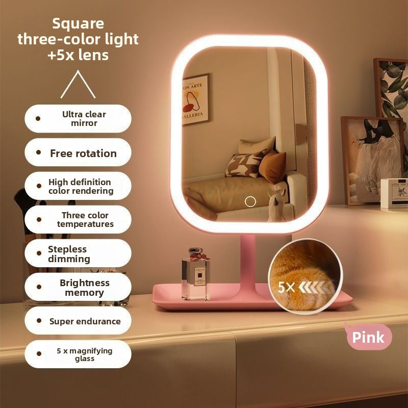 Espejo de maquillaje inteligente con luces LED