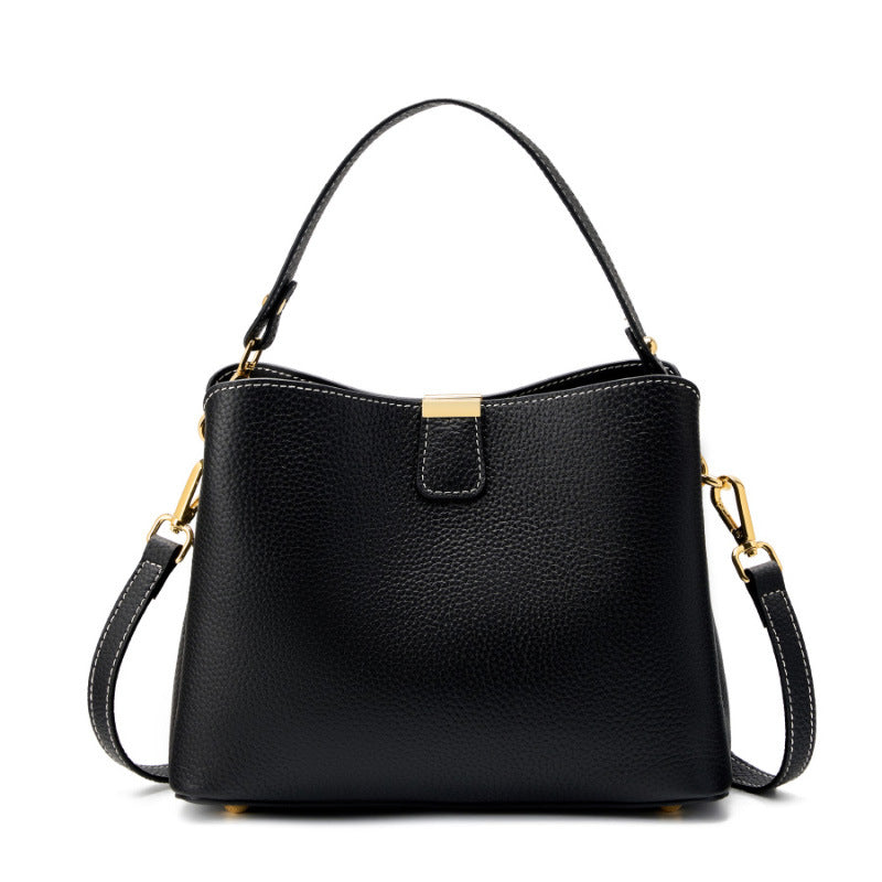 Genuine Leather Bucket Bag Shoulder Crossbody Handbag