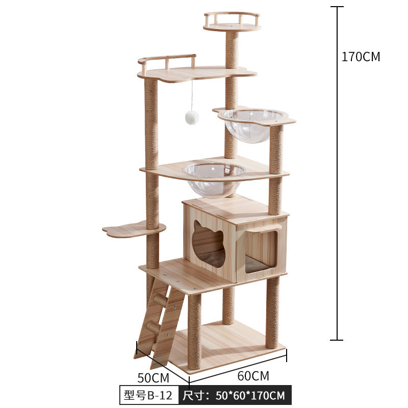 Torre para gatos con postes rascadores y cama