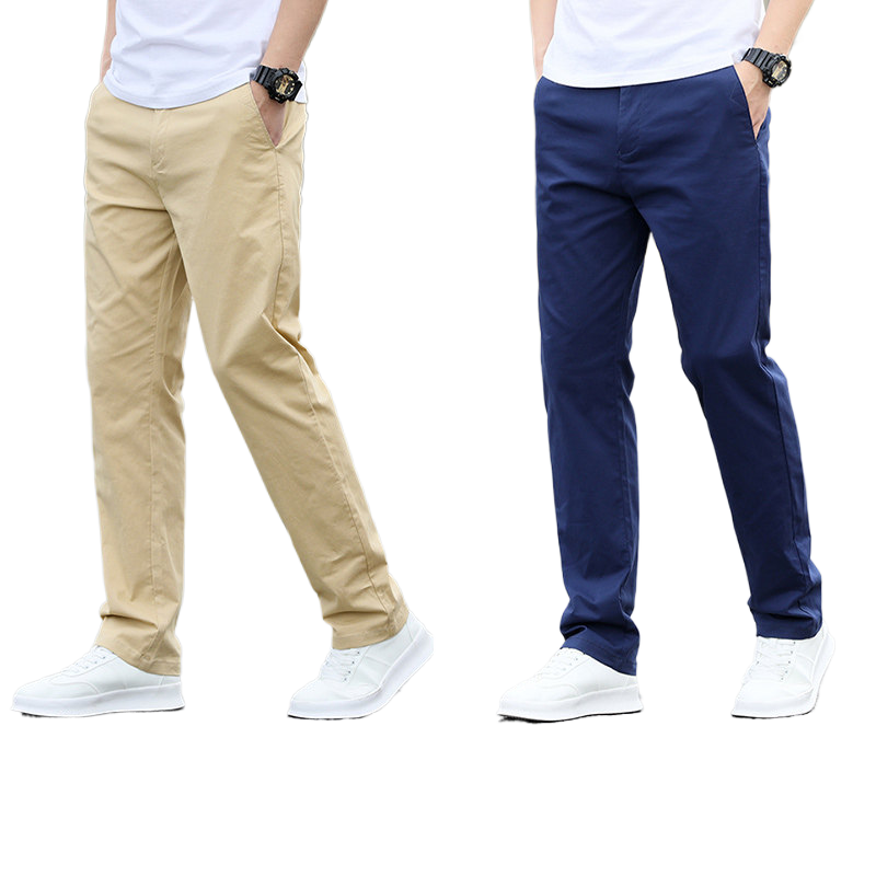 Men's Casual Cotton Stretch Straight-Leg Pants