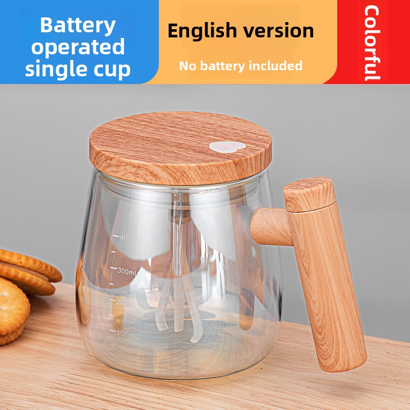 Taza de vidrio de mezcla eléctrica automática con posavasos de calentamiento