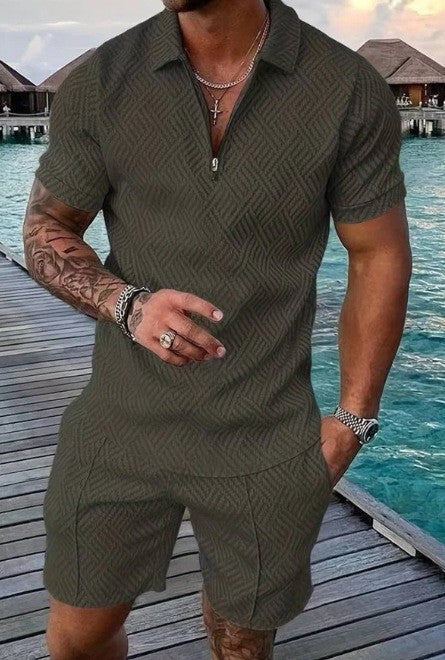 Conjunto de camisa y pantalones cortos de manga corta para hombre