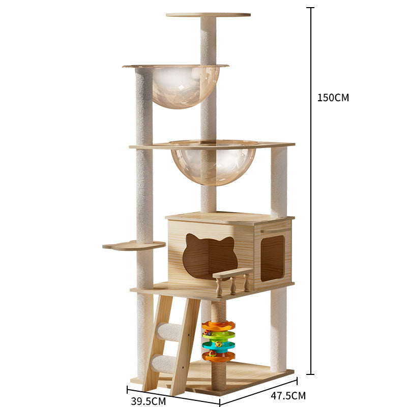 Torre para gatos con postes rascadores y cama