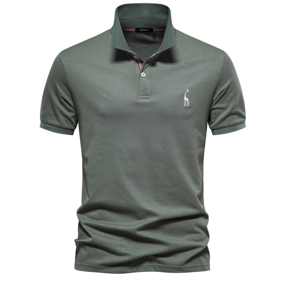 Camiseta básica de algodón con estampado de ciervo de color sólido para hombre
