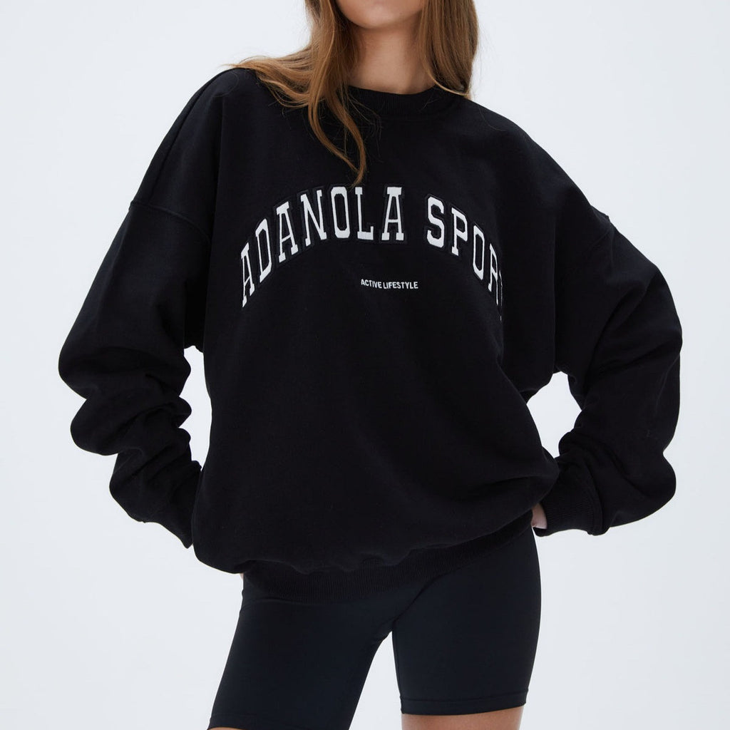 Sudadera casual bordada con letras para mujer