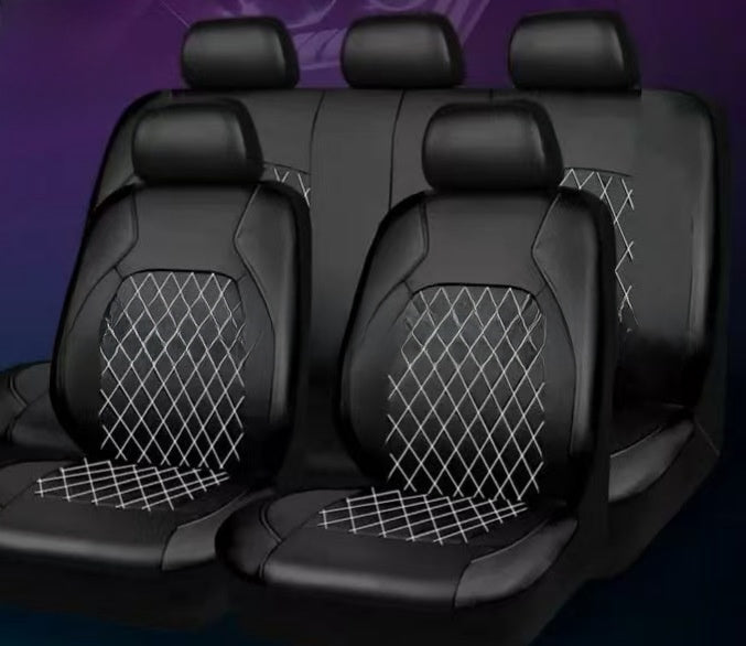 Funda de asiento de coche de cuero PU acolchado de diamante universal