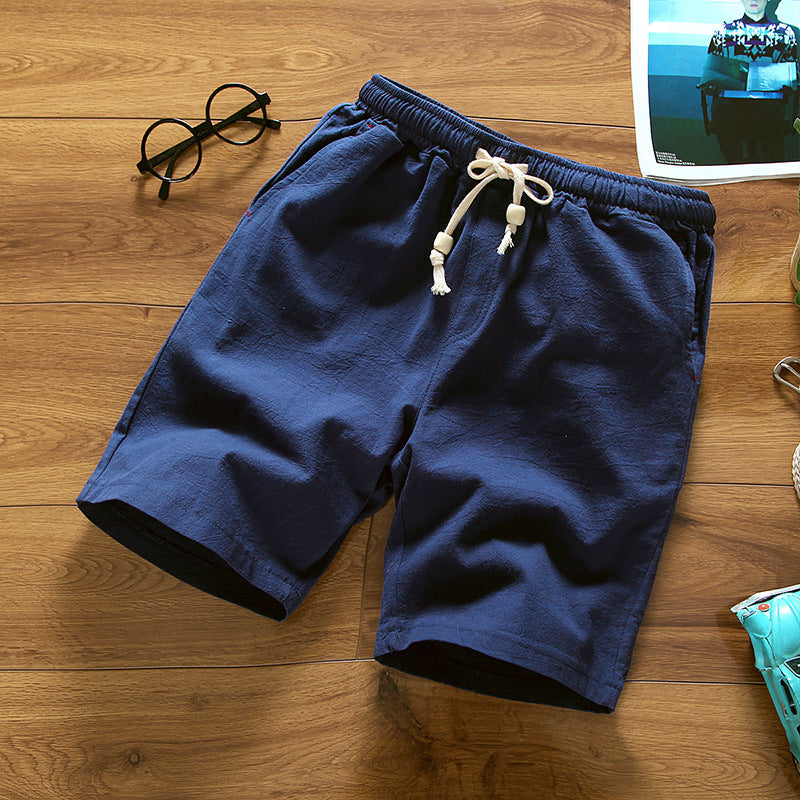 Cotton Linen Shorts with Beaded Design
