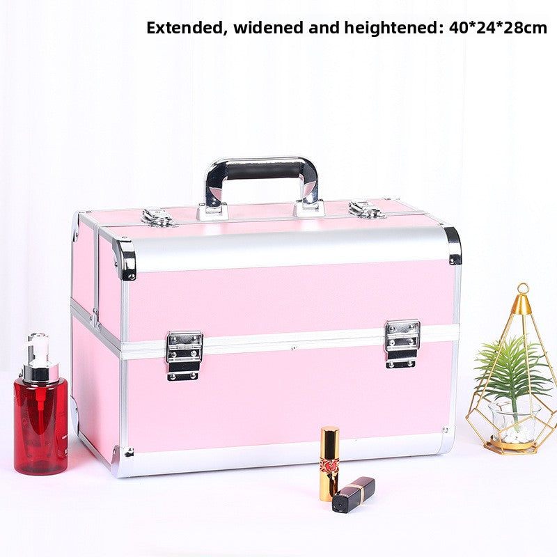 Caja de almacenamiento de maquillaje profesional de aleación de aluminio para herramientas de belleza