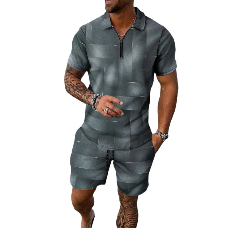 Conjunto de camisa y pantalones cortos de manga corta para hombre