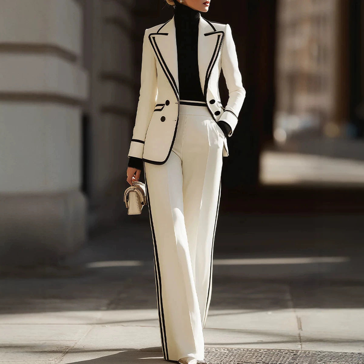 Conjunto de chaqueta y pantalón cruzado