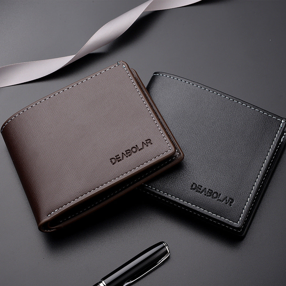 Cartera de cuero PU plegable para hombre