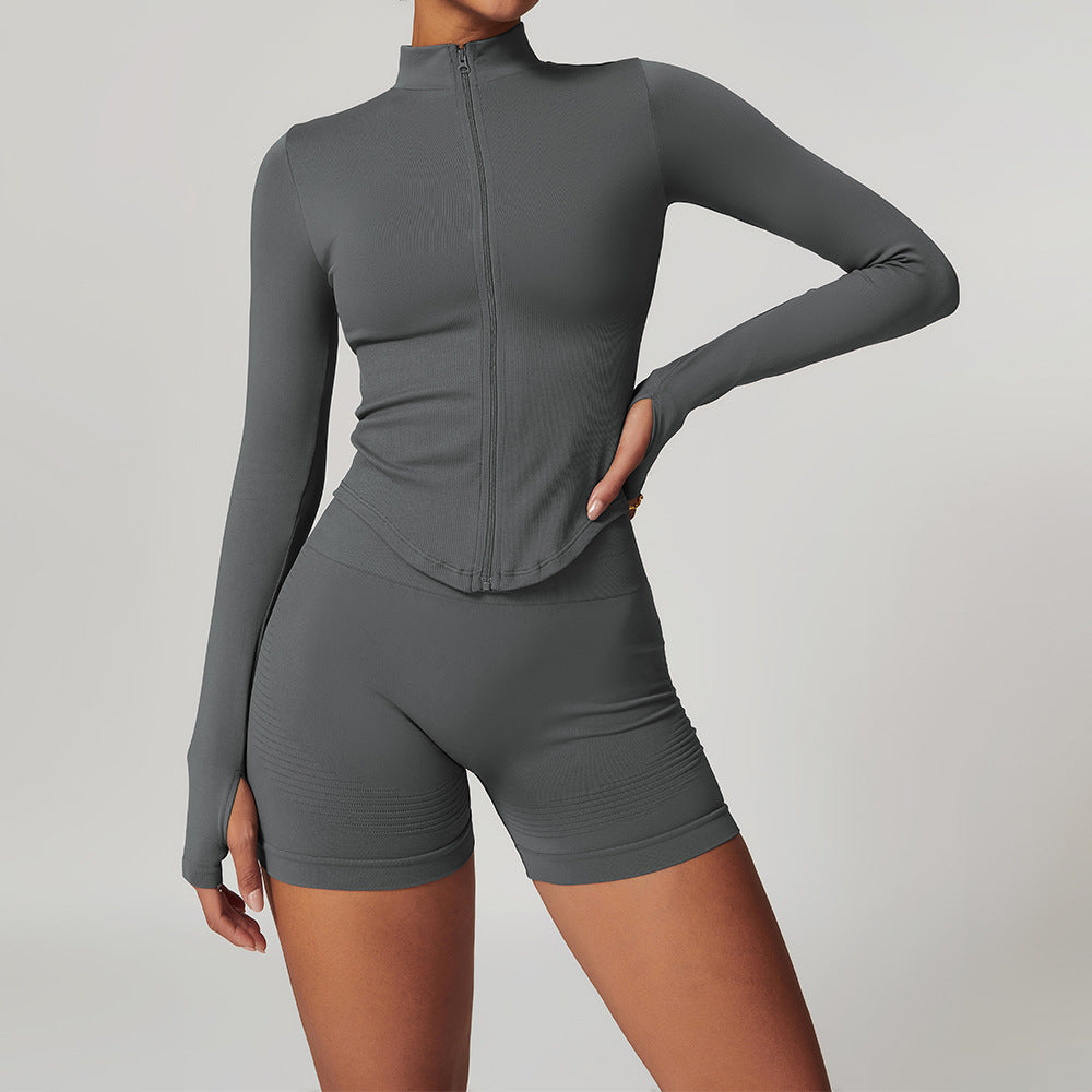 Conjunto de yoga Racerback sin costuras con cintura acanalada