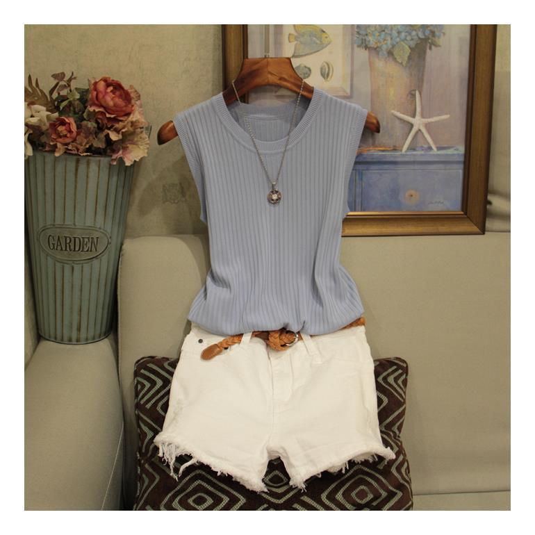 Round Neck Knitted Vest for Women