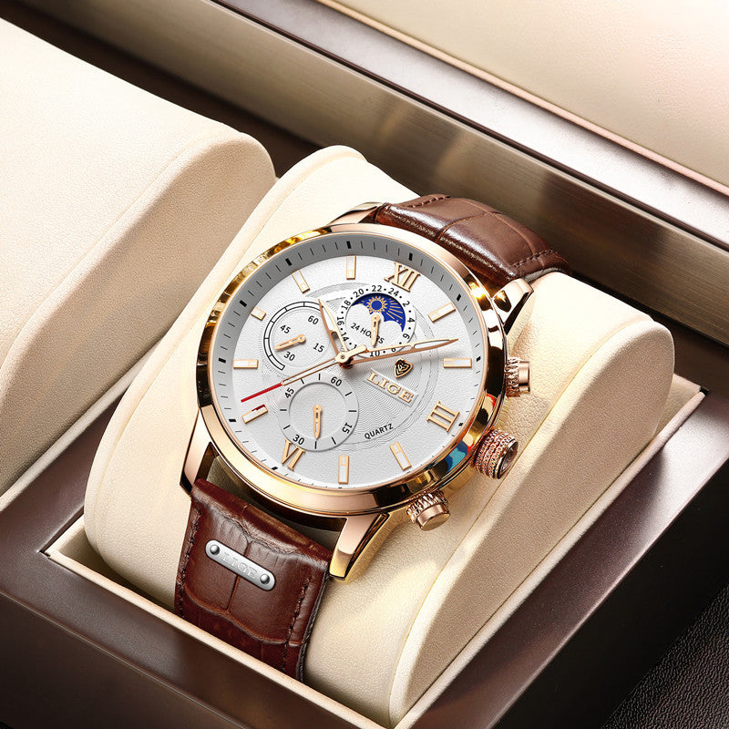 Reloj de cuarzo para hombre de acero inoxidable impermeable luminoso