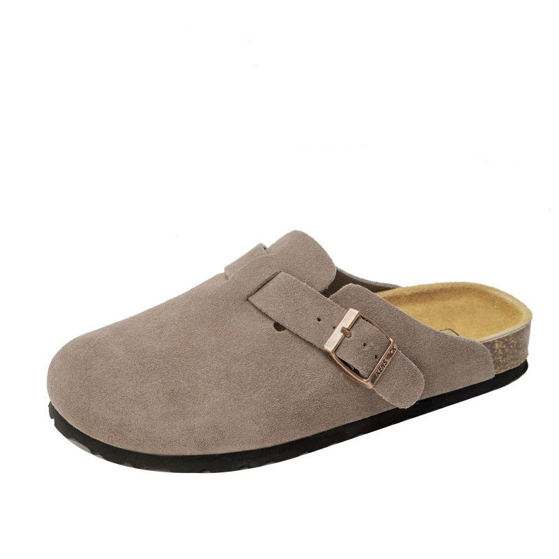 Zapatos sin cordones de cuero genuino para la cama de corcho