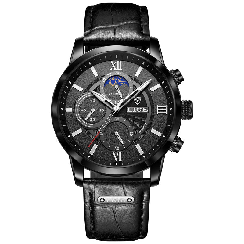 Reloj de cuarzo para hombre de acero inoxidable impermeable luminoso