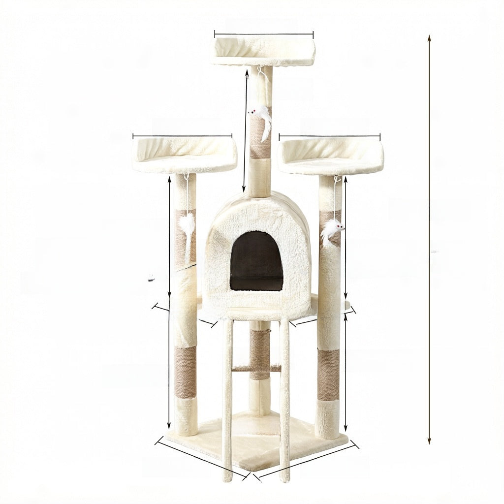 Torre de escalada multifuncional para gatos y cama para gatos