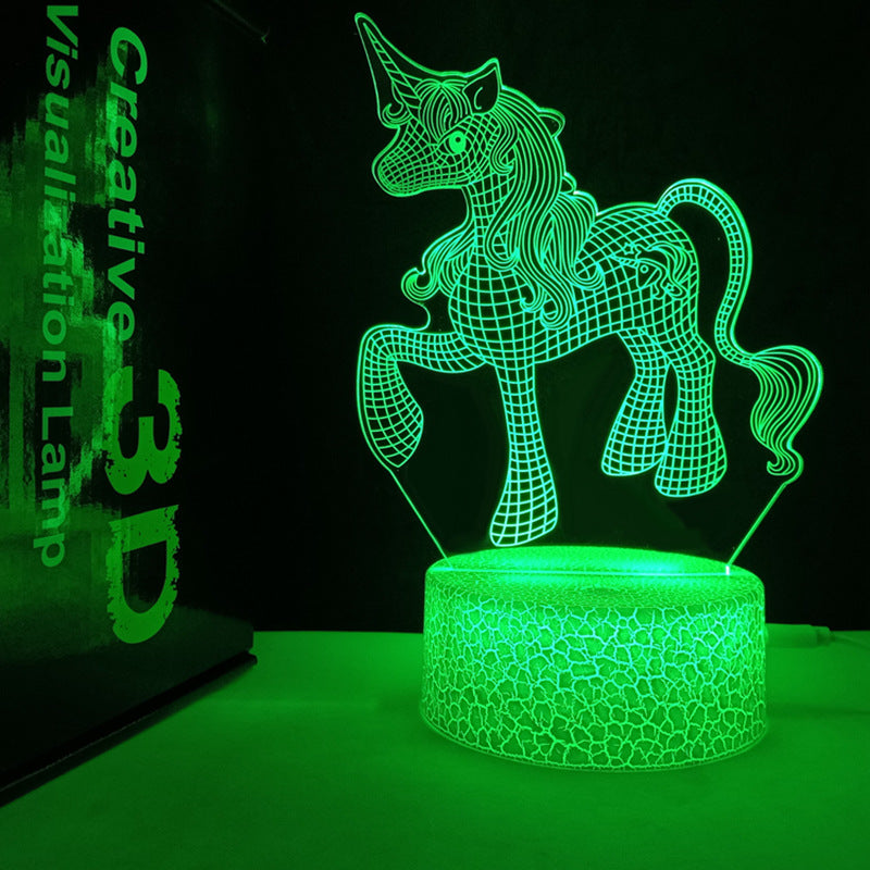 Luz nocturna 3D Horse USB que cambia de color Control remoto Lámpara decorativa para habitación de niños