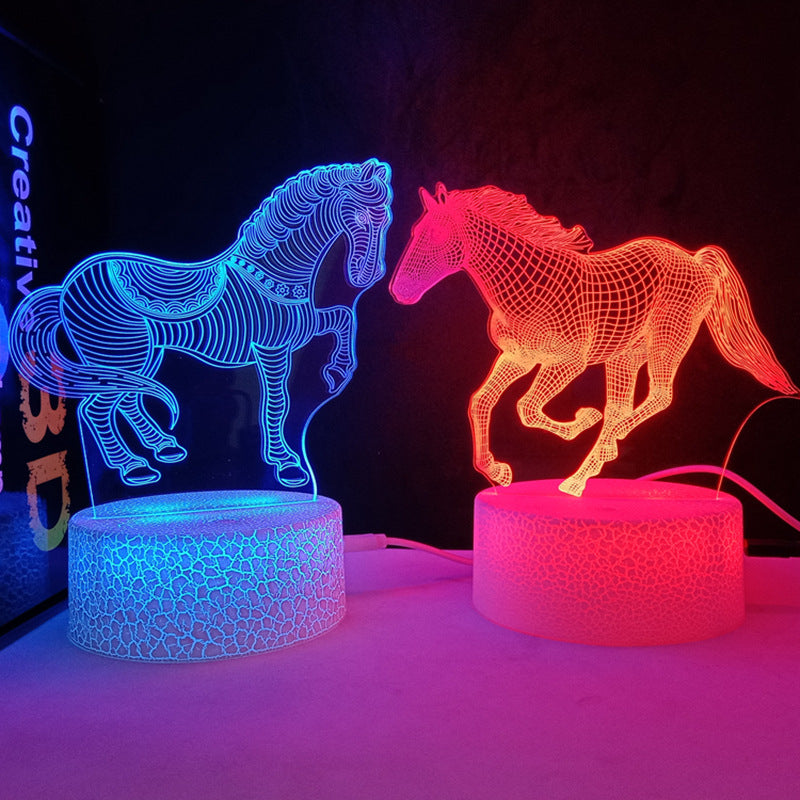 Luz nocturna 3D Horse USB que cambia de color Control remoto Lámpara decorativa para habitación de niños