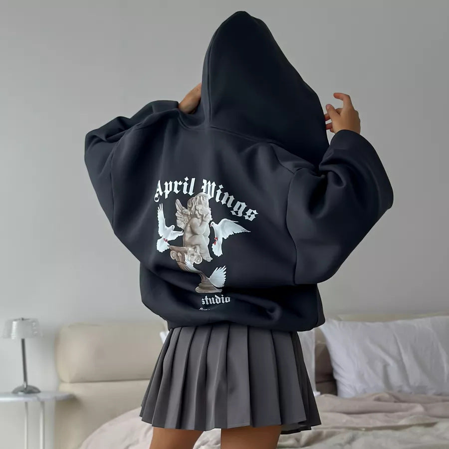 Sudadera con capucha estampada en la espalda