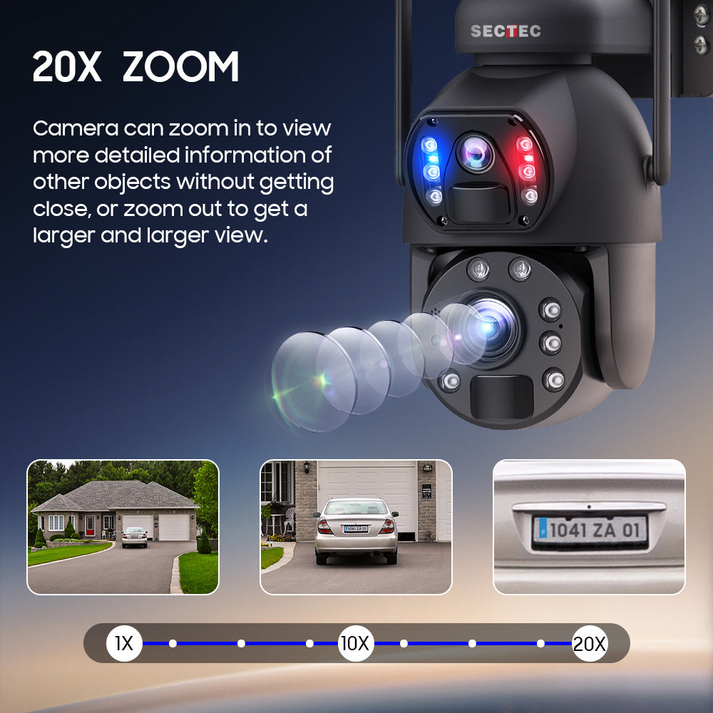Cámara de seguridad solar con zoom óptico de 20X