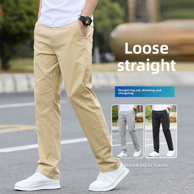 Men's Casual Cotton Stretch Straight-Leg Pants