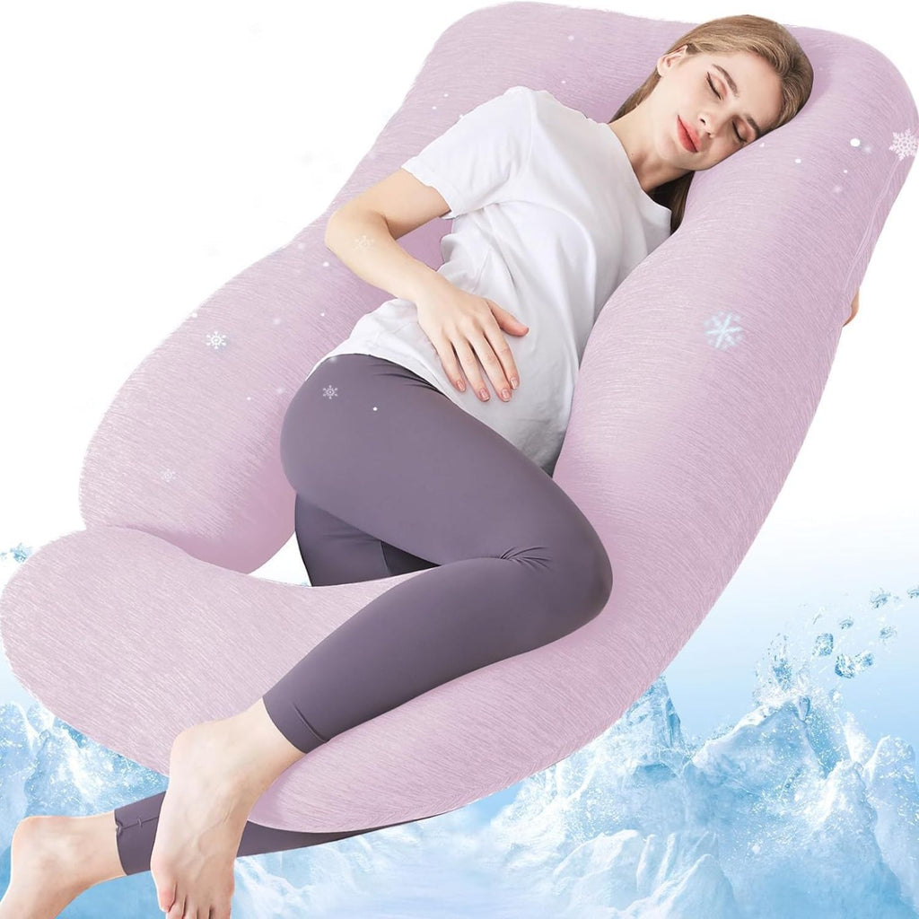 Almohada corporal en forma de U de franela para mujeres embarazadas de cuerpo completo