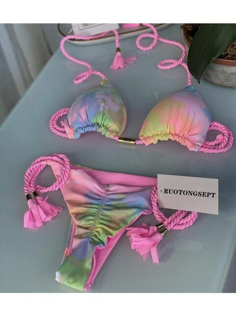 New Sexy Vacation Bikini, Hot Spring Two-Piece Solid Color Swimsuit