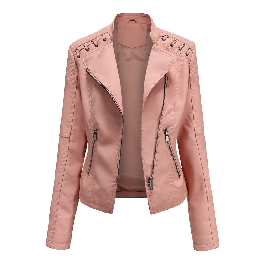 Womens Slim Fit PU Leather Jacket