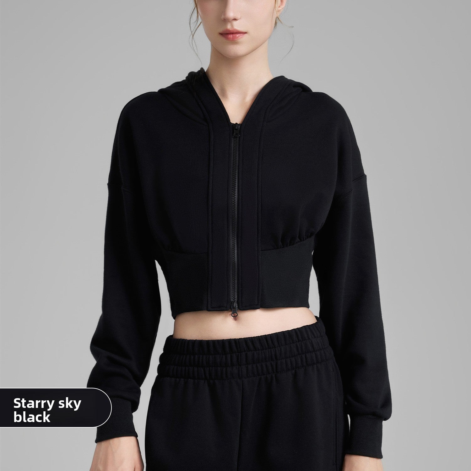 Hooded Yoga Fitness Top with Double Zipper
