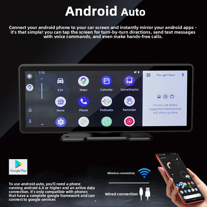 Pantalla Bluetooth portátil para coche de 10,26 pulgadas
