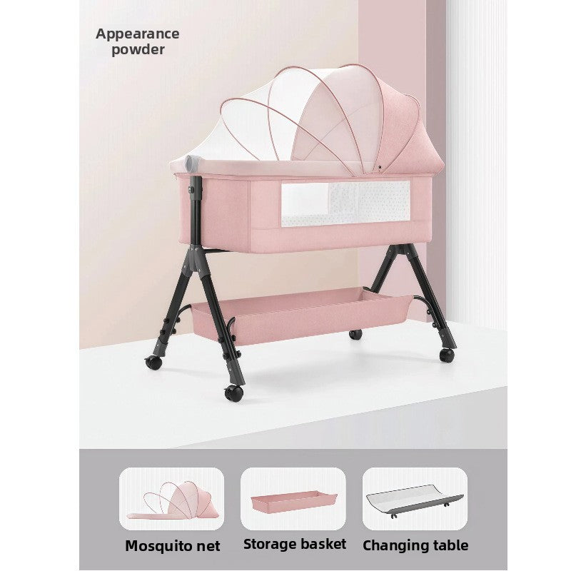 Cuna portátil de altura ajustable con mosquitera