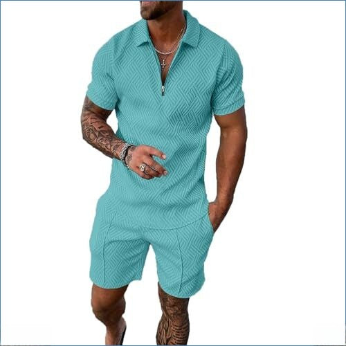 Conjunto de camisa y pantalones cortos de manga corta para hombre