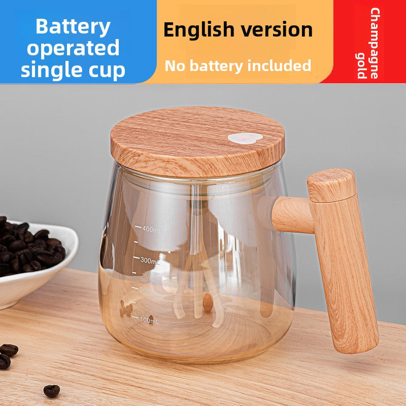 Taza de vidrio de mezcla eléctrica automática con posavasos de calentamiento